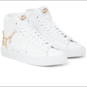Nike White Blazer Mid ‘77 LX White/White Gold with Charm Bracelets.
